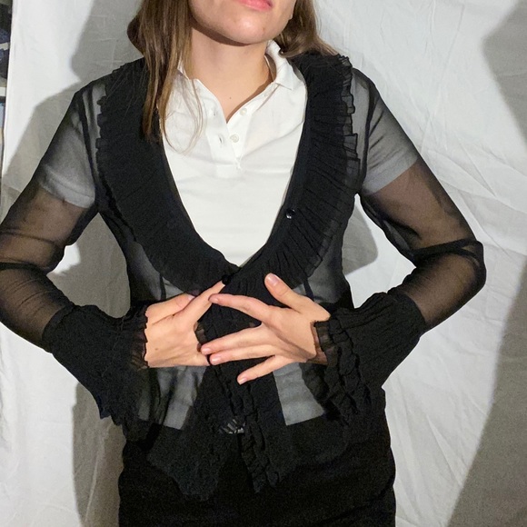 Bandolera black mesh blouse vintage - Picture 4 of 15